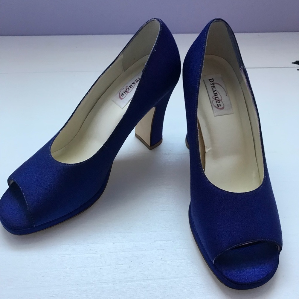Royal blue peep toe heels